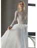 Beaded Lace Chiffon Wedding Dress With Removable Train